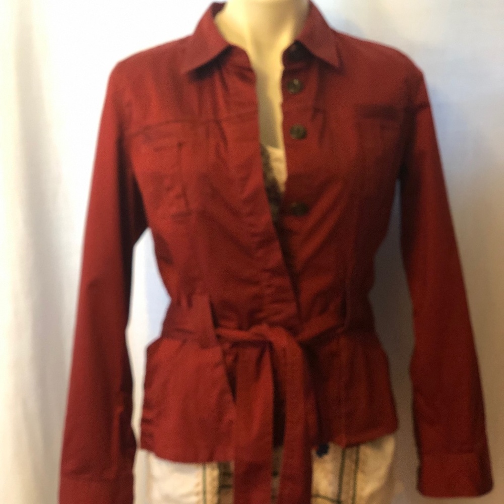 Old Navy Rust-Colored Cotton/Spandex Belted Jacket